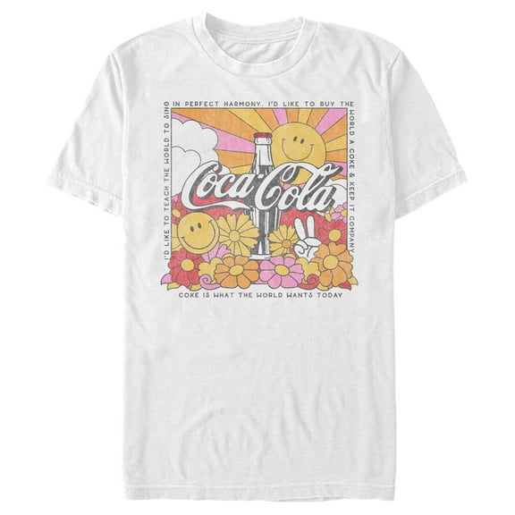 Men's Coca Cola Unity Square Lyrics Logo  Graphic Tee White 3X Large