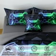 thumbnail image 2 of OKKEEY Game Comforter Set for Boys, Full Size 6 Pcs Xbox Gamer Bed in a Bag Blue-Green Gamepad Bedding Set for Teens Kids & Men, 100% Lightweight Microfiber Gaming Quilt Set, 2 of 9