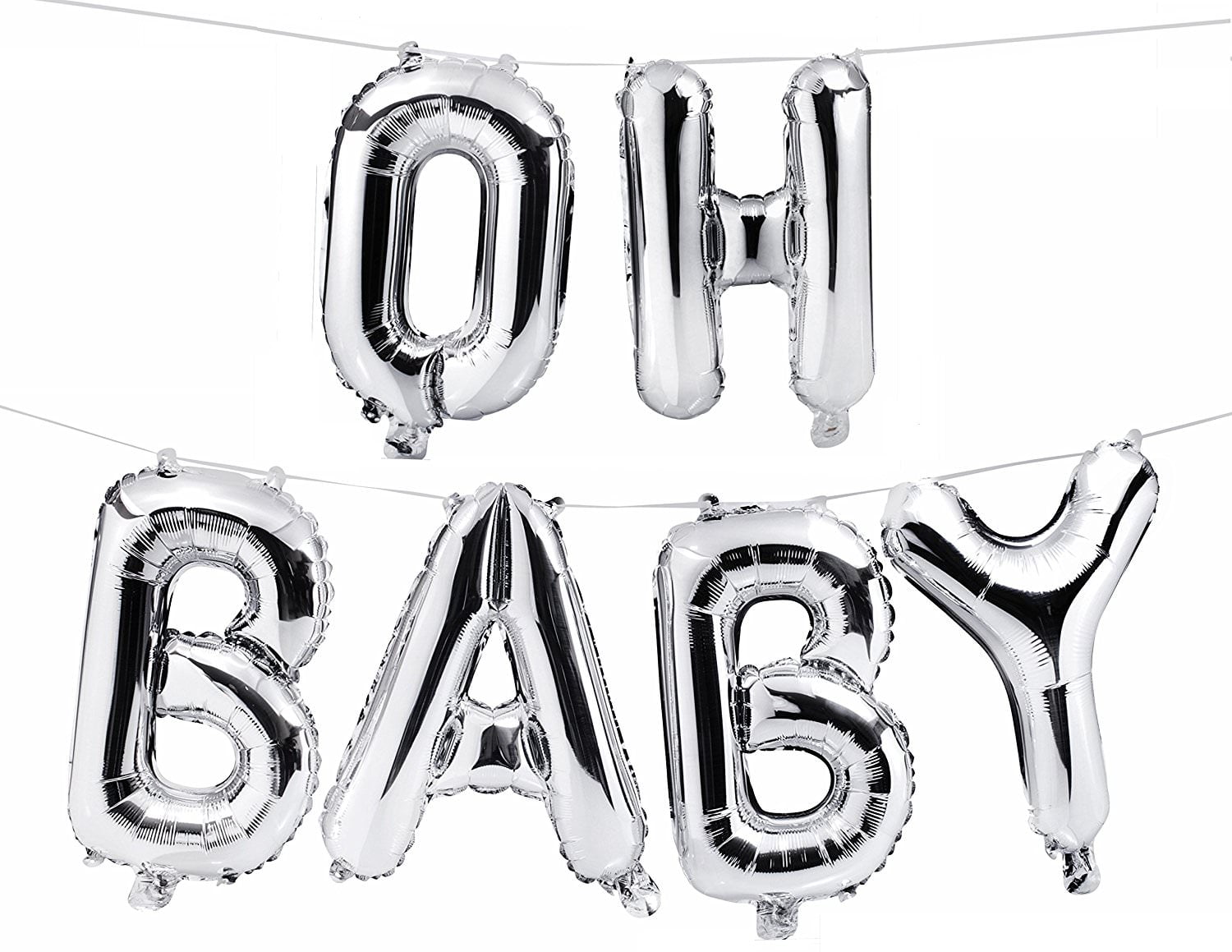 Oh Baby Balloons,Aluminum Letter Balloons Girl Boy Baby Shower Mylar Decorations 6pcs