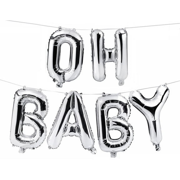 Craft And Party 16" Silver Letter Balloons, Mylar Foil, Gender Reveal, 3 Pieces