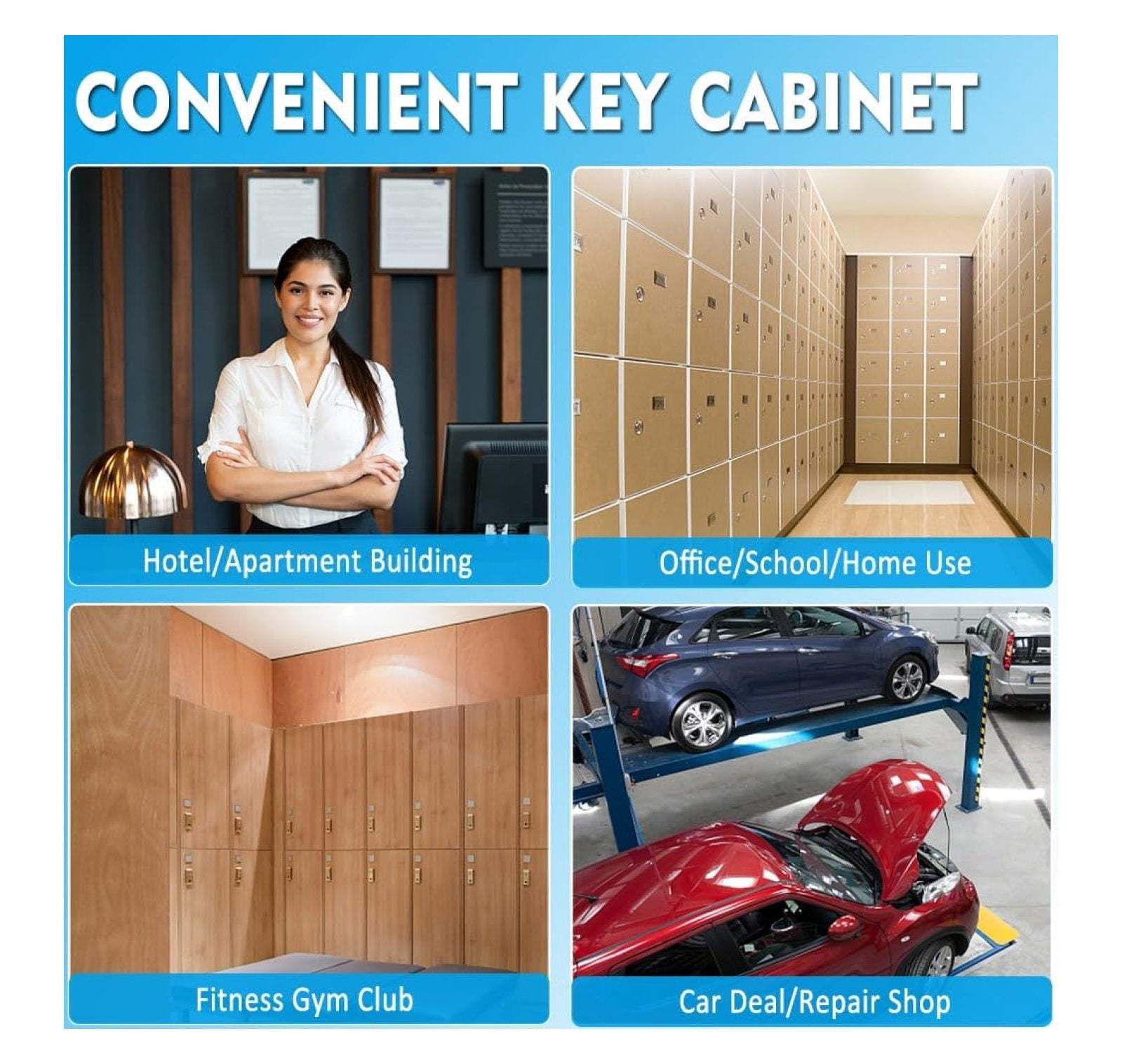 Key Box Wall Mount 160-Key Metal Key Cabinet with Numbered Key Tags Secure Lockable Vehicle Key Organizer Storage Car Lock Box for Key Control | Home, Office, Hotel, Real Estate (Black)