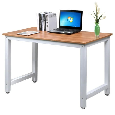 Yaheetech Modern Simple Design Home Office Desk Computer Table Wood Desktop Metal Frame Study Writing Desk (Best Computer Table Design)