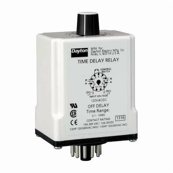 Dayton SinFunTimeDelayRelay, 120VAC/DC, 11Pins 1EGC4