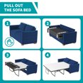 thumbnail image 2 of MUZZ Queen Size Velvet Pull Out Sofa Bed, 2-in-1 Sleeper Sofa Couch with Foam Mattress for Small Spaces(Blue), 2 of 8