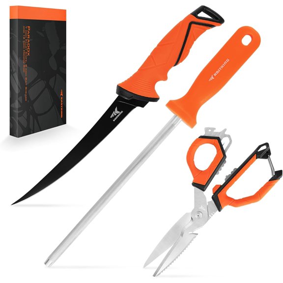 KastKing Fishing Knife Tool Set – Includes 9" & 7" Fillet Knives, 5" Bait Knife, 9" Versatile Bait Shears Fishing Gear-Paradox