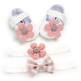 thumbnail image 4 of 4PCS Infant Baby Girls Slippers Cozy Fleece Booties Soft Bottom Warm Cartoon Socks Newborn Crib Shoes with 2 Headbands, 4 of 12