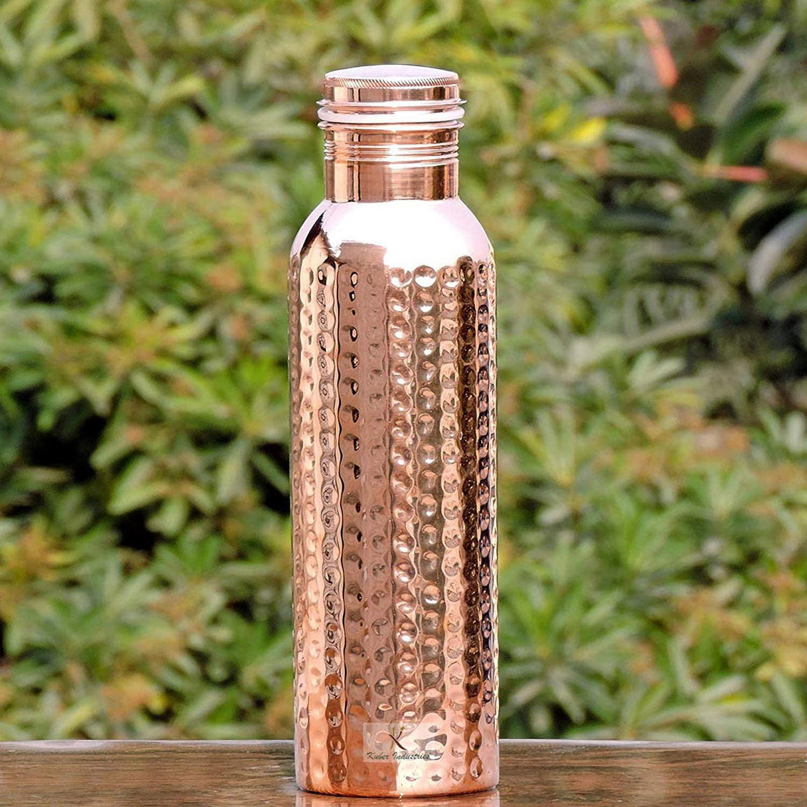 Hammered Copper Water Bottle - 1000 ml, Handmade Vessel for Health Benefits, 100% Pure Copper