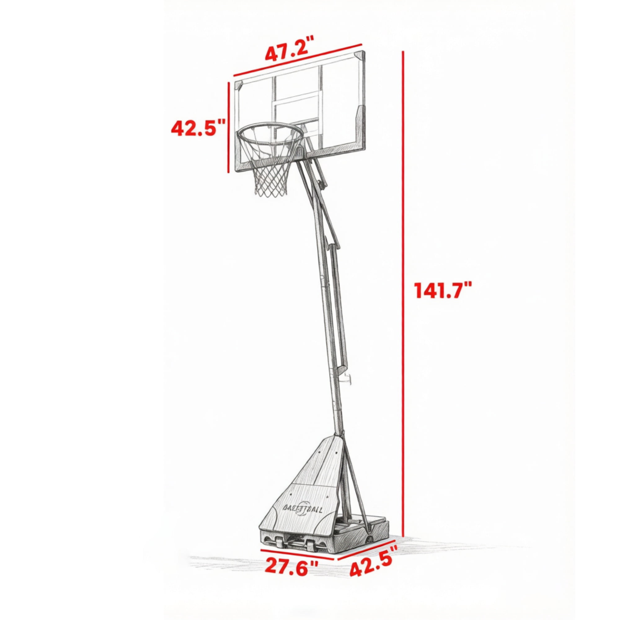 8-10FT Crank Adjustable Portable Basketball Hoop with Fillable Base Auto Ball Return System, Weatherproof Steel Frame PC Backboard with Rolling Wheels