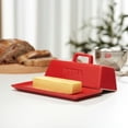 thumbnail image 2 of Kook 7.5” White Butter Dish with Lid Butter Storage Container Ceramic Cherry Red, 2 of 4