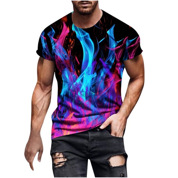 Camisas de Manga Larga para Hombres Blusa de Cuello Redondo de Impresión Cómoda, Camisa Casual de Poliéster para Uso Diario, de Fiesta Y de Primavera de Verano