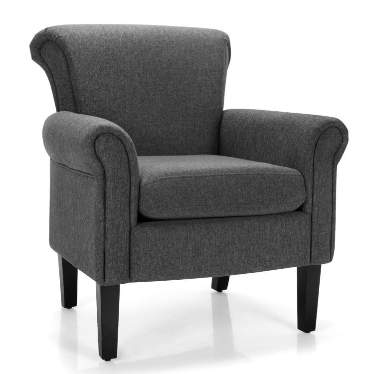 Finihen Accent Armchair, Upholstered Fabric Accent Chair with Adjustable Foot Pads, for Living Room, Bedroom, Dark Gray Finihen Accent Armchair, Upholstered Fabric Accent Chair with Adjustable Foot Pads, for Living Room, Bedroom, Dark Gray