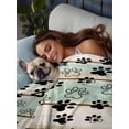 thumbnail image 3 of Sage Green Beige Farmhouse Twim XL Size Flat Sheet, Wrinkleproof & Fadeproof Cooling Flat Bed Sheet Only, Black Dog Paw Vintage Wooden Breathable Soft Bedding Top Sheets 66 x 102 Inches, 3 of 8