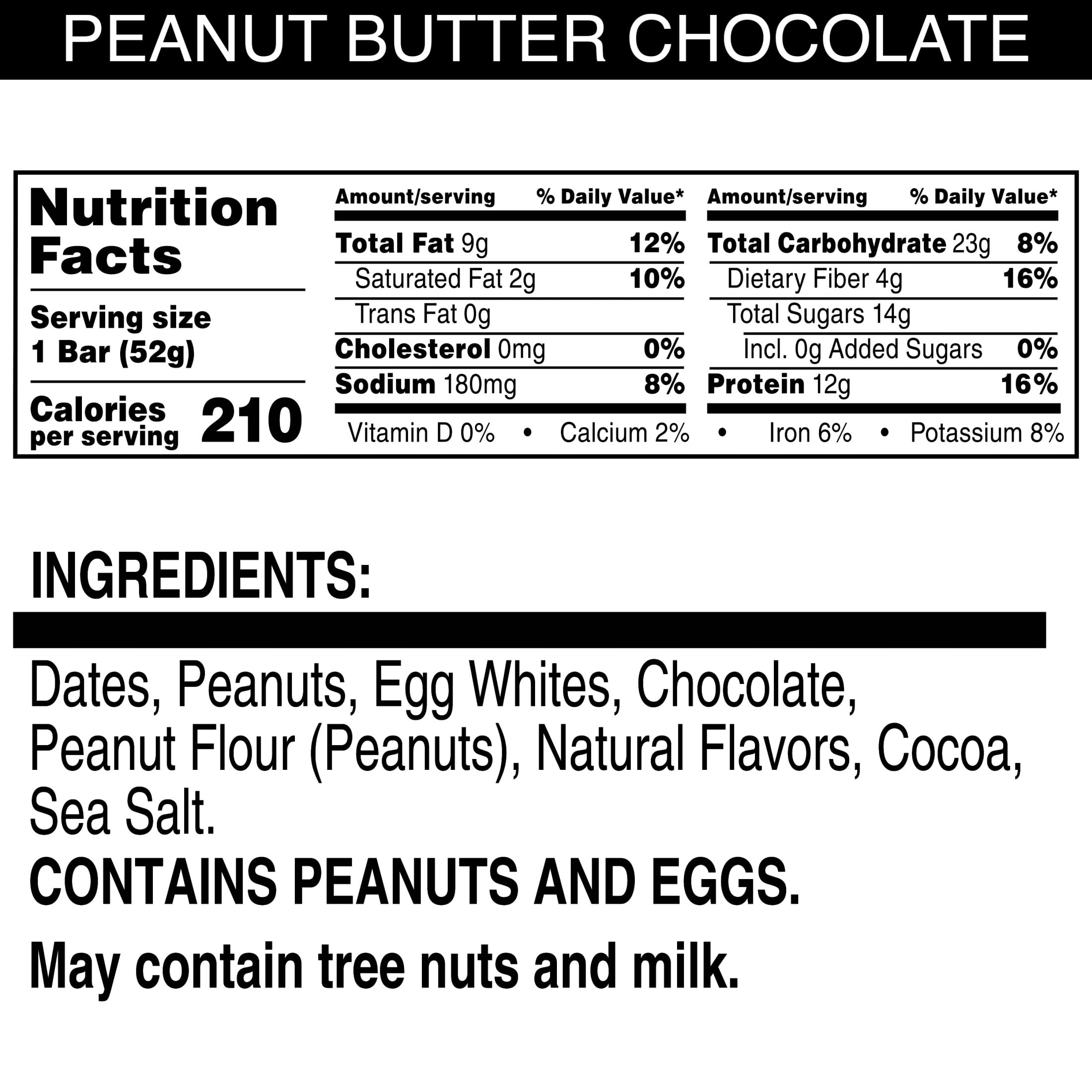 RXBAR, Peanut Butter Chocolate Gluten-Free Protein Bars, 1.8 oz