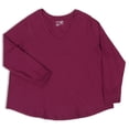 thumbnail image 2 of Terra & Sky Women's Plus Size V-Neck T-Shirt with Long Sleeves, 2-Pack, 2 of 5