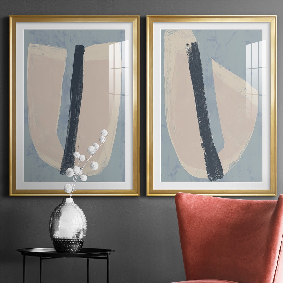 Wexford Home Paper Slice I Premium Framed Print, 18.5" x 24.5" - Ready to Hang, Gold (Set of 2)