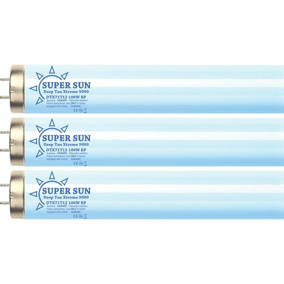 Super Sun Deep Tan Xtreme 9000 Twist F71T12 100-120W Bipin Tanning Bulbs 12 Pack