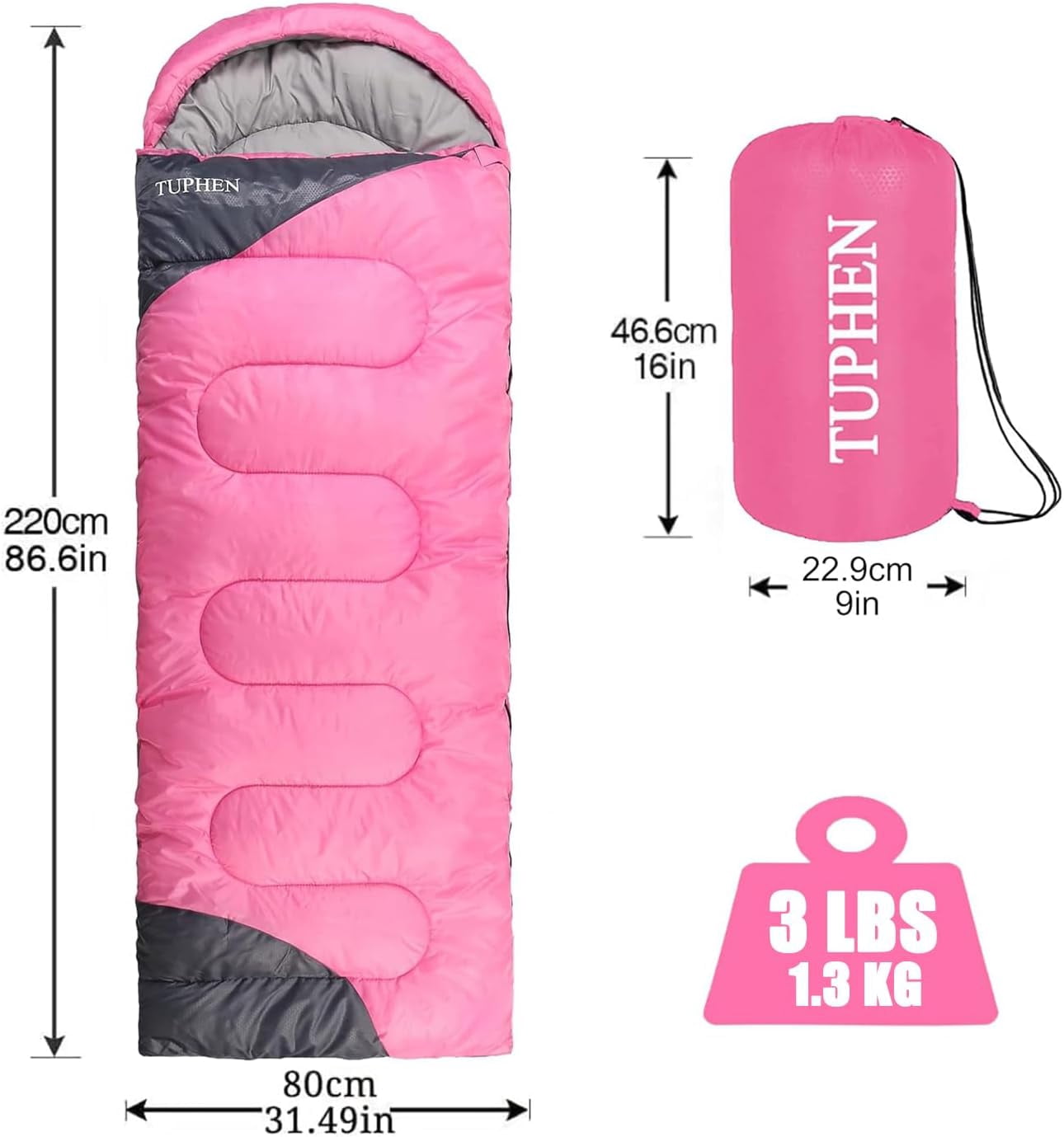 Sleeping Bags for Adults Kids Boys Girls Backpacking Hiking Camping Microfiber Liner, Cold Warm Weather 4 Seasons Indoor Outdoor Use, Lightweight & Waterproof