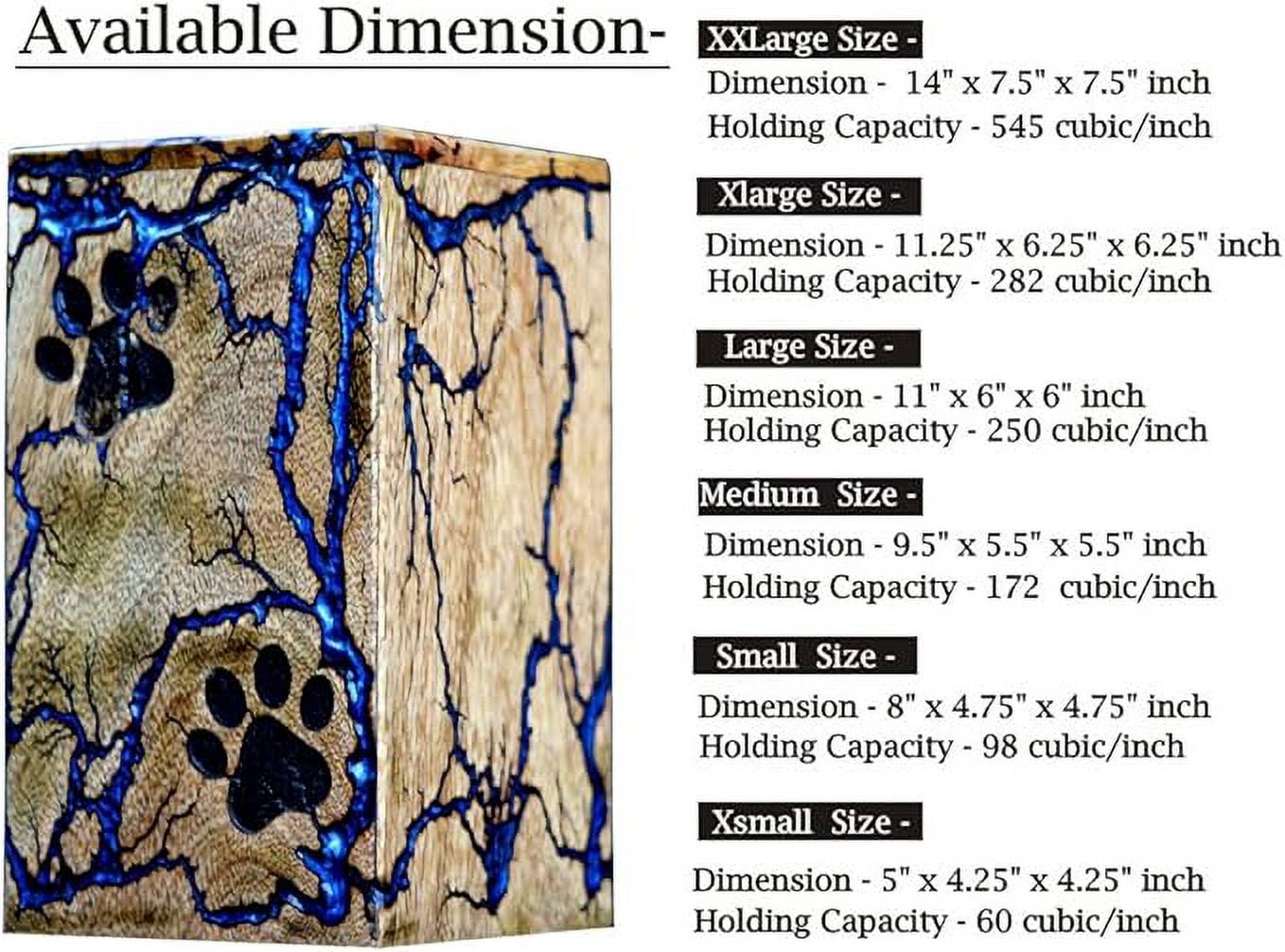 Pet Memorial Urns for Dog or Cat Ashes, Large Wooden Funeral Cremation Urns with Lichtenberg Design - Memorial Keepsake Memory Box for Pet Ashes (M(9.5X5.5) 172 Cu Inches)