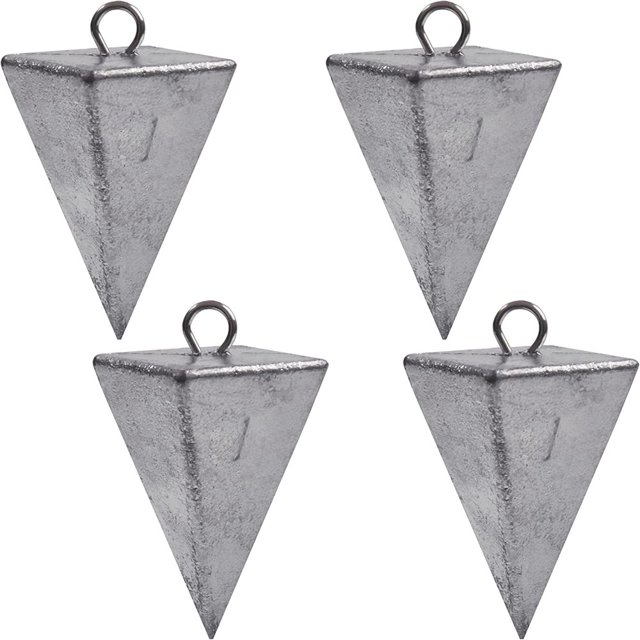 QJUHUNG Pyramid Sinkers 4 Pack 32 oz Fishing Weights for Saltwater Surf Gear Tackle