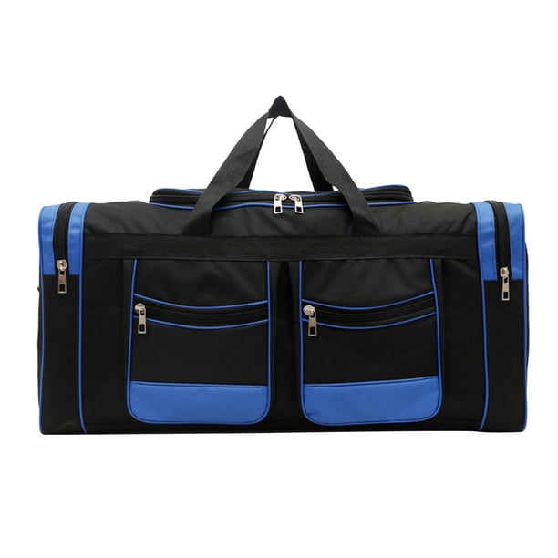 Bolsa de viaje de bolsillo para fitness para mujer, bolsa de viaje de gran capacidad, almacenamiento de equipaje ligero negro azul