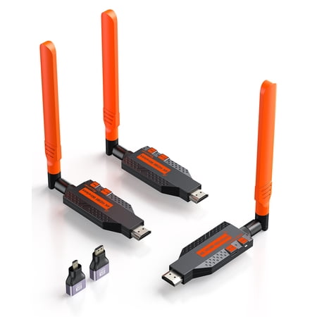 Wireless HDMI Transmitter & 2 Receivers  4K Decode 1080P Output 350FT/100M Range 5.8G Stable Connection Plug & Play Low Lag for TV/Monitor/Projector