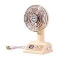 thumbnail image 2 of Vintage Style Mini Desk Fan Rechargeable With Digital Battery Display Adjustable 100 Degrees Wind Speeds Individual Fan For Home Office Bedroom 1200mAh Battery, 2 of 6