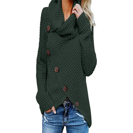 - Women Button Long Sleeve Sweater Sweatshirt Pullover Tops Blouse Shirt BK/L