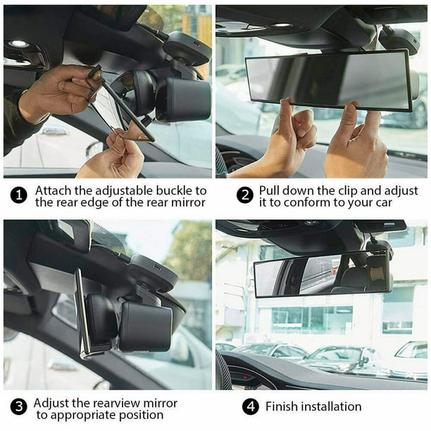 MWstore Rear View Mirror Wide Angle Easy Installation Superior Glass 300mm Inside Curved Mirror