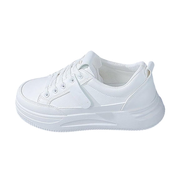 NOKIO Women's White Platform Sneakers Casual Fashion L𝗈w Top 𝖫a𝖼e Up Shoes with Soft Sole, Comfortable Walking Sport Shoes for Daily Wear, Work , Travel, Lightweight Breathable Athlet𝗂c Shoes