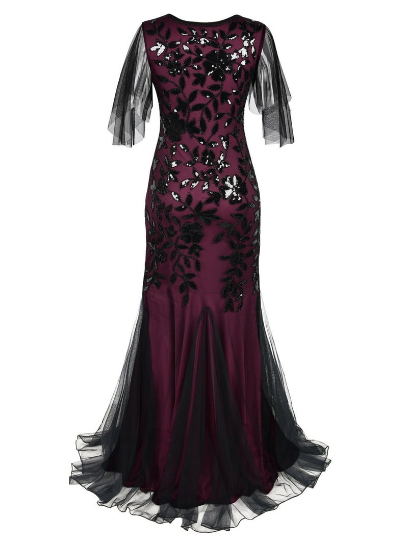 PrettyGuide Women's Evening Dress 1920s Sequin Mermaid Hem Maxi Long Formal  Ball Gown, Large - Walmart.com
