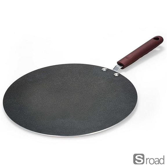 12 Inch Crepe Pan, Nonstick Flat Griddle Pan For Pancakes, Eggs & Bacon - Includes Crepe Spreader, Spatula & Brush, Even Heat Aluminum Alloy, Easy Clean Stovetop Pan