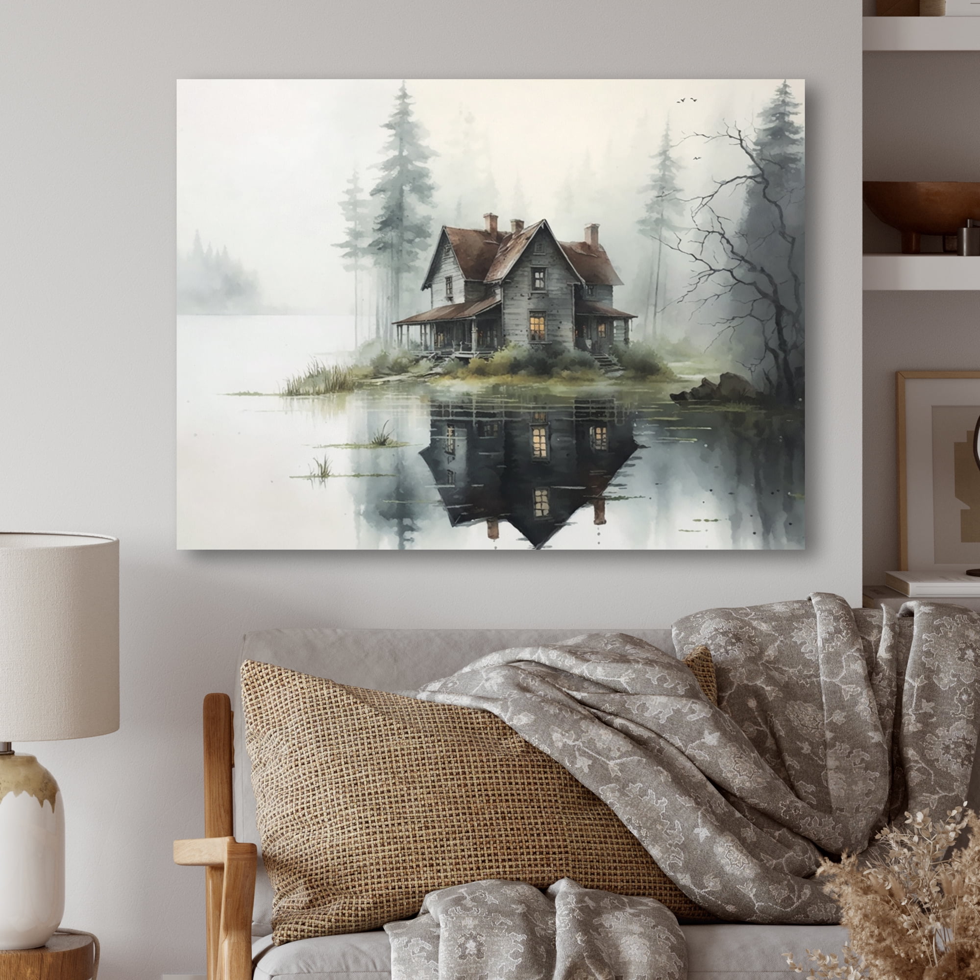 Designart Cottage On The Lake V Canvas Wall Art