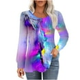 thumbnail image 2 of Fznquz Purple Womens Plus Size Tops Tunic Long Sleeve Crewneck T Shirt Fall Casual Tie Dye Womens Fashion, 2 of 5