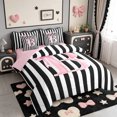 thumbnail image 2 of Manfei Alphabet B Design 7 Pieces Full Size Bedding Sets,Modern Geometric Stripes Full Size Bed in a Bag,Pink Reversible, 2 of 7
