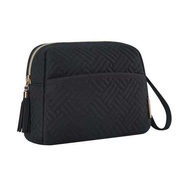 Bolsa de poliéster para cosméticos - Gran capacidad, separación seco/húmedo, portátil - para viajes, maquillaje, artículos de tocador