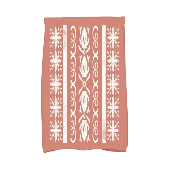 Simply Daisy, 16 x 25 Inch, Cuban Tile 2, Geometric Print Kitchen Towel, Red Orange