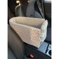 thumbnail image 1 of 1pc Plaid Car Seat For Small Pets Via Center Console, Safety Elevated Seat For Travel Suv Van Cars, Portable Dog Carrier With Thick Pad, 1 of 5