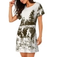 thumbnail image 2 of Haiem Cows Grazing On The Meadow Print Women’s Short-sleeved Nightdress – Comfortable and Loose-Fit Sleepwear, Soft Cotton Sleep Shirt for Relaxing, Casual Nightdress, 2 of 6