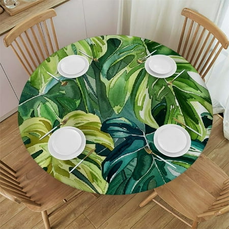 

Sheronv Watercolor Plants Round Table Cover Stain Resistant Washable Indoor Outdoor Tablecloth Kitchen Dining Wedding Parties 100% Polyester Fiber 46-50