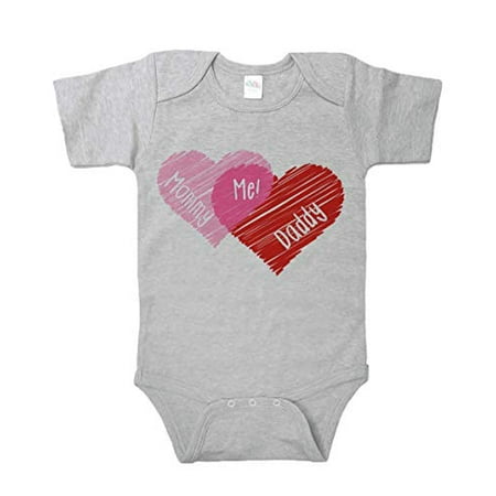 

7 ate 9 Apparel Unisex Baby s Mommy + Daddy = Me Valentine Onepiece Red and Pink