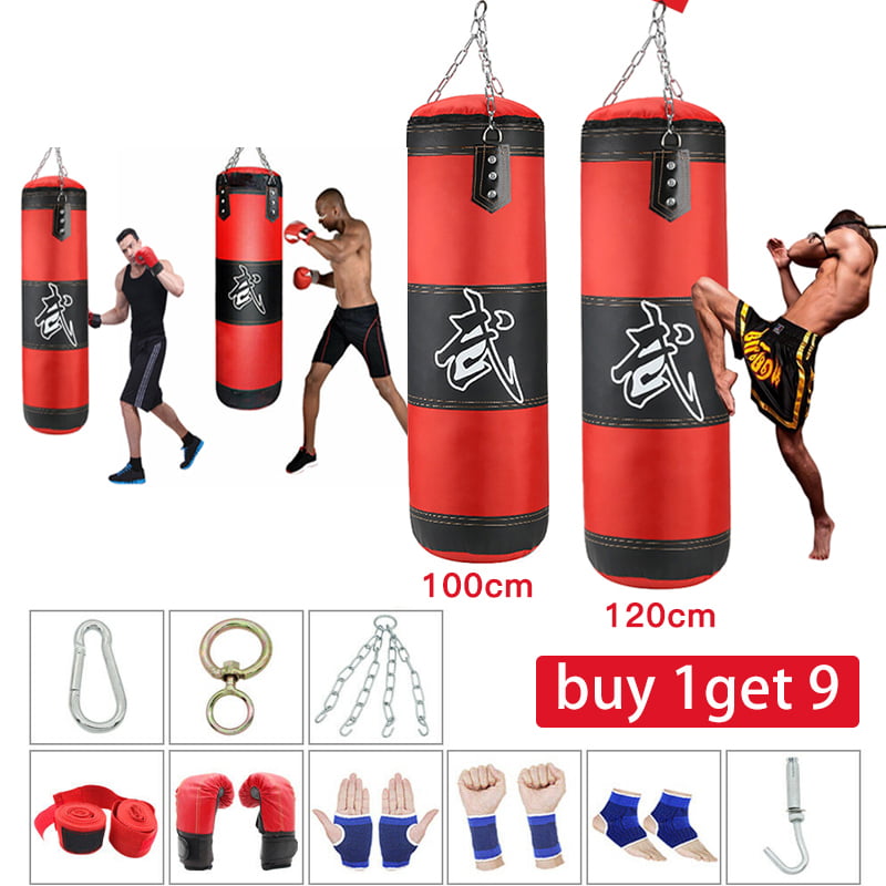 Unfilled Heavy Boxing Punching Bag Training Gloves Set Kicking MMA Workout GYM 
