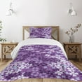 thumbnail image 3 of Ambesonne Spring Quilted Bedspread Set 2 Pcs, Spring Romantic Meadow, Twin Size, Purple White, 3 of 6