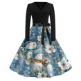 thumbnail image 7 of Christmas Dresses for Women Ladies' Christmas Printed Casual And Fashionable V-neck Long Sleeved Dress for Holiday Festive,Dark Blue,2XL, 7 of 7