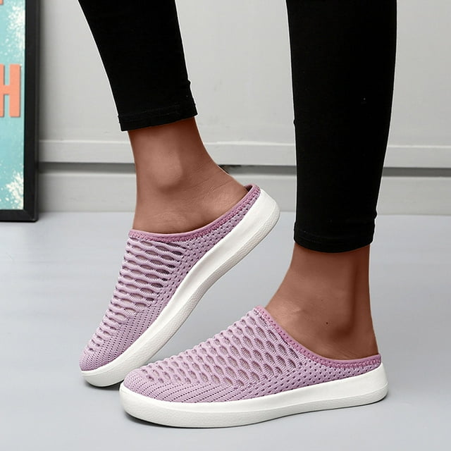 Zapatos de mujer para mujer, informales, diarios, con punta cerrada, plataforma, media pantuflas de malla Wmkox8yii ytu8940