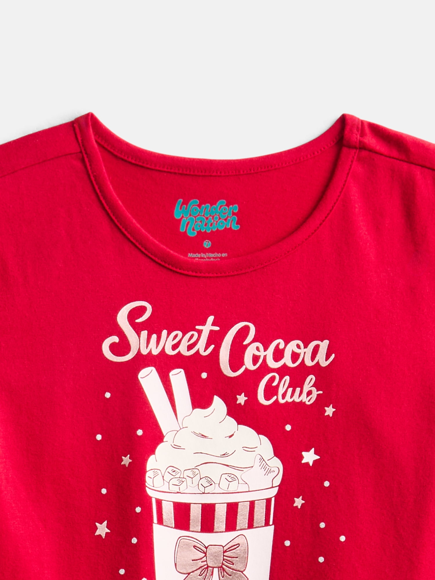Wonder Nation Girls Graphic Tee with Short Puff Sleeves, Sizes 4-10