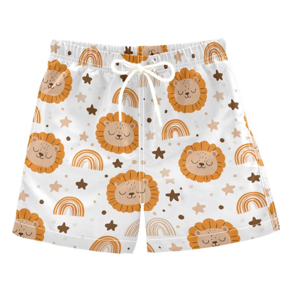 Boys' Swim Trunks Kids Beach Shorts Quick Dry Board Shorts Rainbow Lion 2T