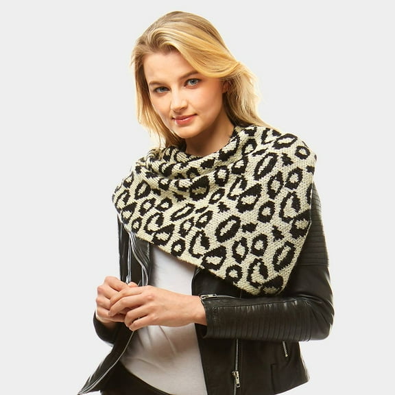 Hip and Cool Clip Trendy Black and Ivory Sweater Scarf Shawl