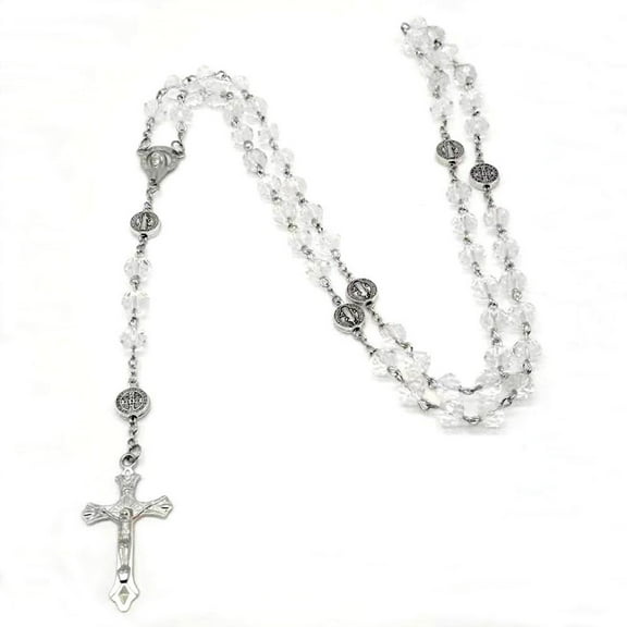 Rosary Beads Catholic Necklace for Women Men Crucifix Charm Long Chain Christian Amulet Necklace Religious Jewelry
