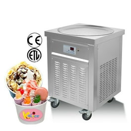 VEVOR Commercial Rolled Ice Cream Machine, Stir-Fried Ice Cream Roll  Machine with Single Square Pan, Stainless Steel Stir-Fried Ice Cream Roll  Maker