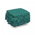 thumbnail image 1 of Floral Ottoman Cover, Exotic Blooms Foliage, 2 Piece Slipcover Set with Ruffle Skirt for Square Round Cube Footstool Decorative Home Accent, Standard Size, Jade Green Petrol Blue, by Ambesonne, 1 of 5